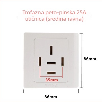 Tip 86 zidna utičnica napajanje 440V, trofazna s pet polova, industrijska utičnica 16A/25A, klima uređaj 380V s pet vodiča
