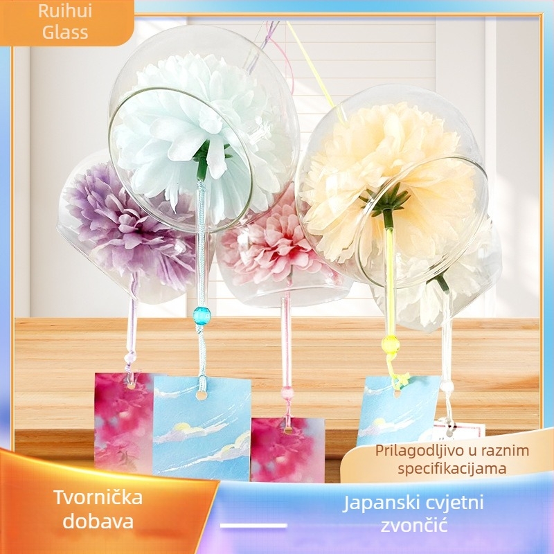 Cvjetni zvon vjetra s japanskim staklom, vanjski vodootporni viseći ukras