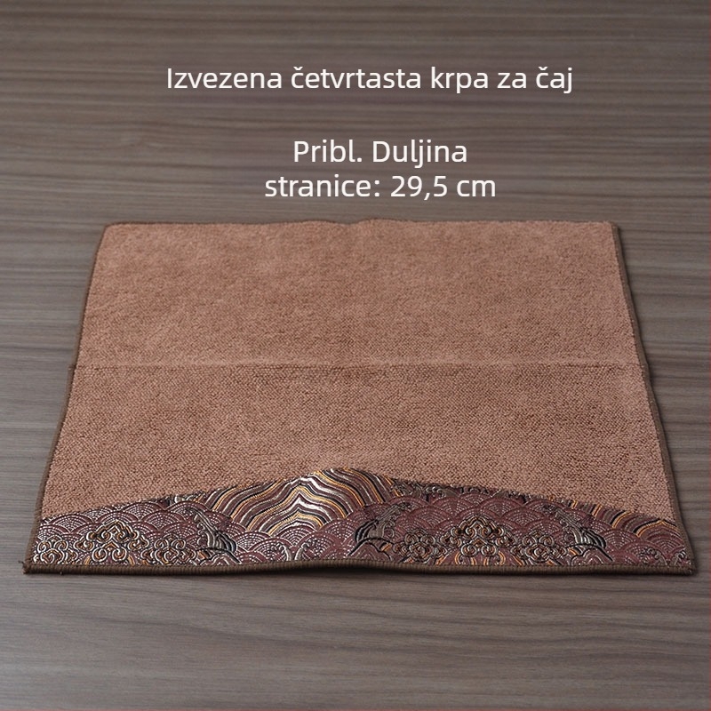 Četvrtasta krpa za čaj u kineskom stilu s oblakom brokatom, debela, velika veličina, upijajući materijal za ceremoniju čaja i čajni stol