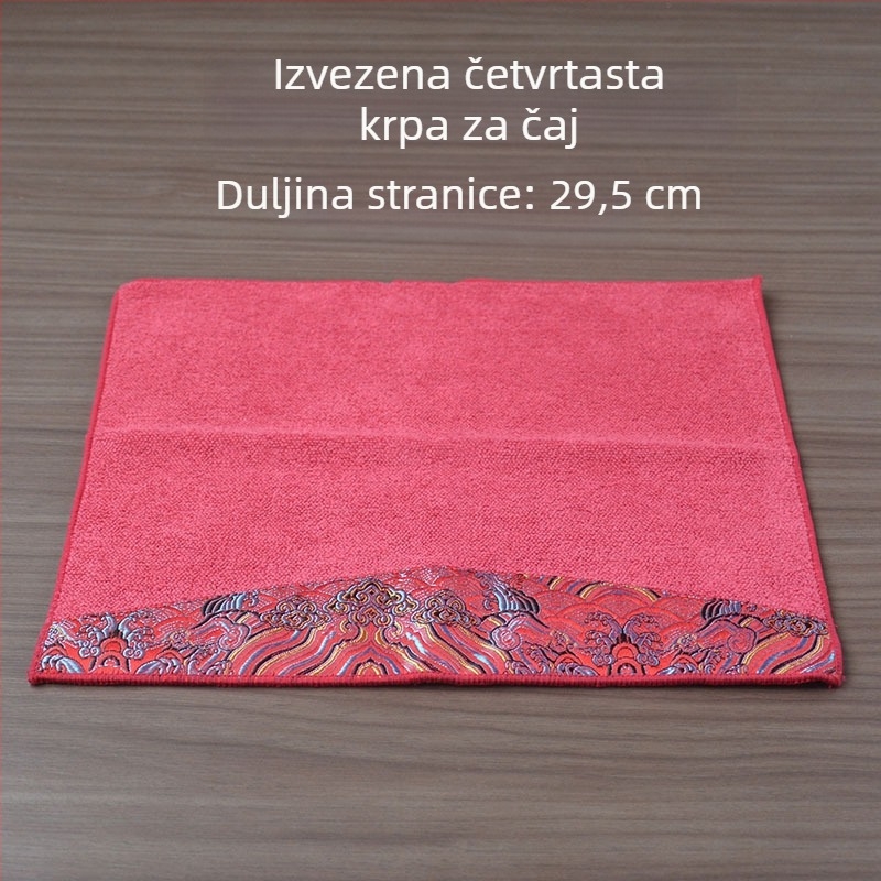 Četvrtasta krpa za čaj u kineskom stilu s oblakom brokatom, debela, velika veličina, upijajući materijal za ceremoniju čaja i čajni stol