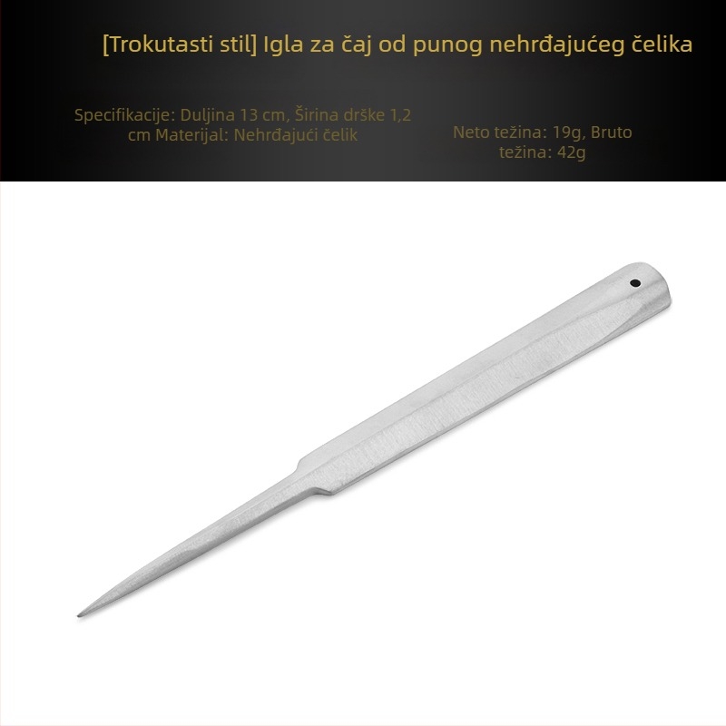 Set alata za čaj od nehrđajućeg čelika: čajna igla, čajni nož, otvarač za Pu'er čaj u obliku pločice, čajni konus, čajna cigla, alat za dijeljenje čaja