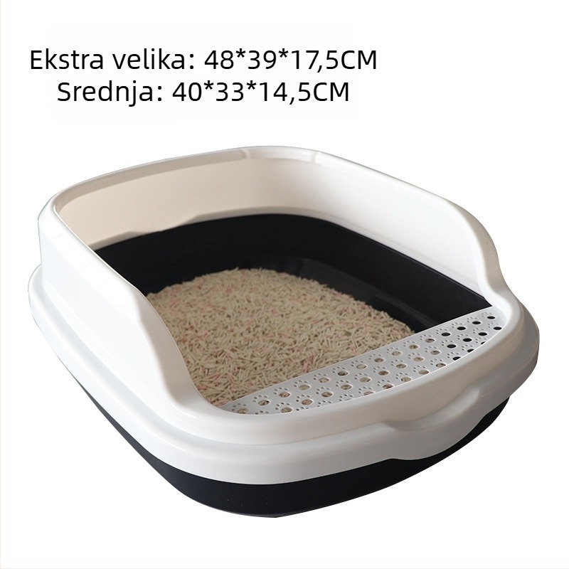 Shu Haochen Kutija za mačji pijesak, Ogromna Poluzatvorena Kutija s Visokim Bočnicama za Sprječavanje Rasipanja