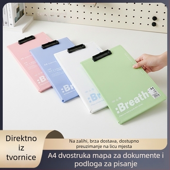A4 organizator dokumenata s čvrstim klipom i pločom; dvostruka uporaba za ured i studente; PP polipropilen