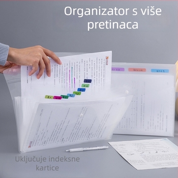 A4 višeslojna akordion mapa s prozirnim umetkom za dokumente, za školu i ured
