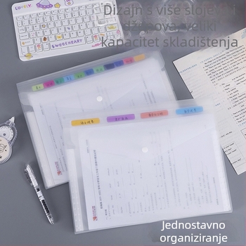 A4 višeslojna akordion mapa s prozirnim umetkom za dokumente, za školu i ured