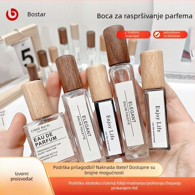 10 ml prenosna vintage staklena bočica za parfem s drvenim poklopcem i raspršivačem