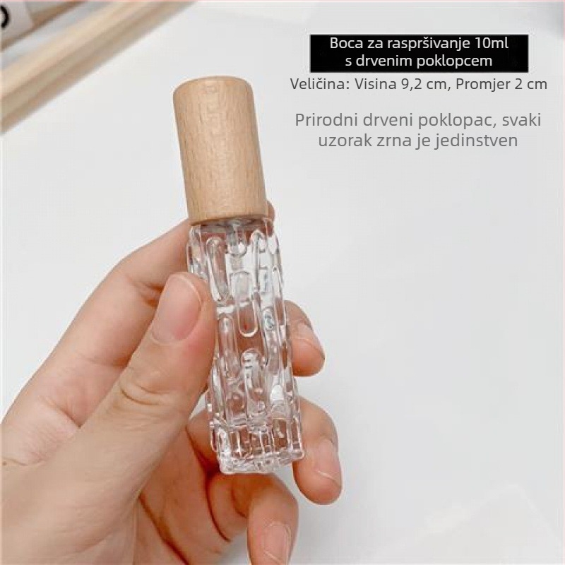 10 ml prenosna vintage staklena bočica za parfem s drvenim poklopcem i raspršivačem