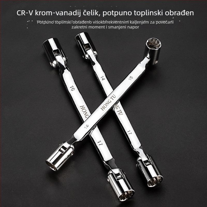 Hongtu dvoglavi nastavni ključ s rotirajućom glavom u obliku cvijeta, pomična okretna glava, 8–22 mm