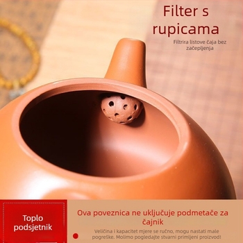 Čajnik od ljubičaste gline sa četiri šalice, kompaktni Gongfu set, Yixing keramika, čajnik s filtrom od crvene gline i velike kapacitete
