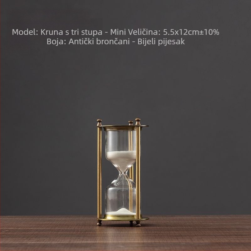 Kyushu metalni pješčani sat, stolna dekoracija od cinkove legure, dizajn 1917 kruna