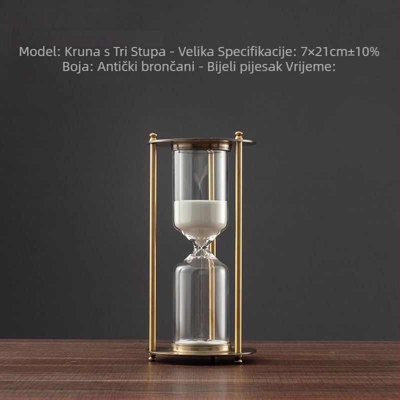 Kyushu metalni pješčani sat, stolna dekoracija od cinkove legure, dizajn 1917 kruna
