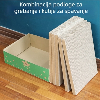 Velika jednokratna kutija za mačji pijesak, sklopiva od valovitog kartona, poluzatvoren dizajn, zaštita od prskanja