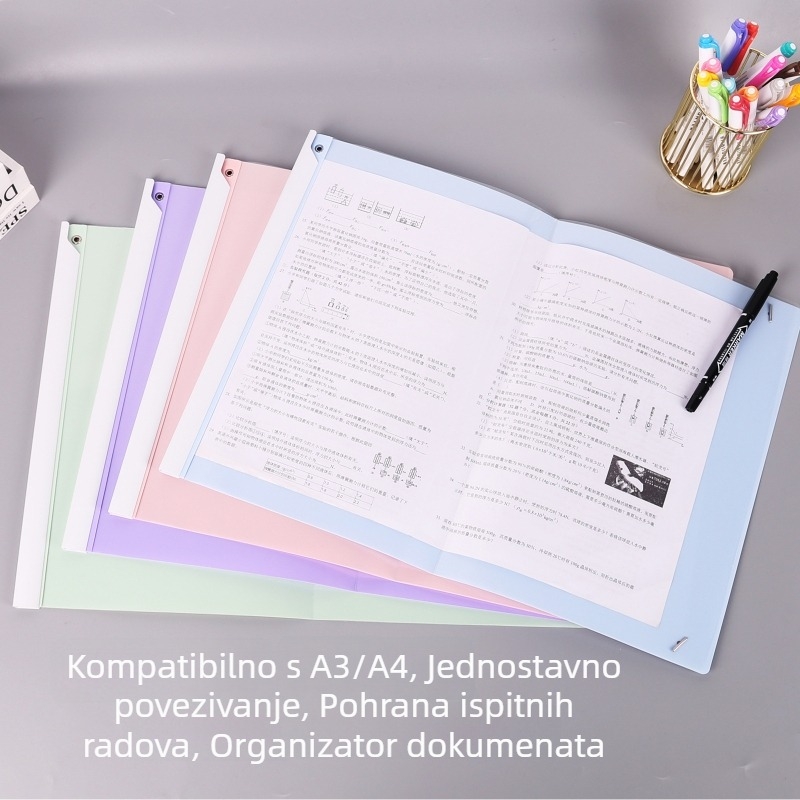 A3 okretni klip za dokumente, proziran i višebojan