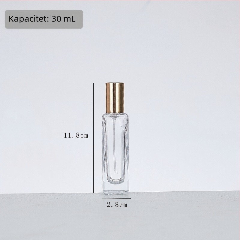 Pravokutni stakleni flakon parfema, 30 ml/50 ml/100 ml, s raspršivačem i kapom, proziran, za putovanja
