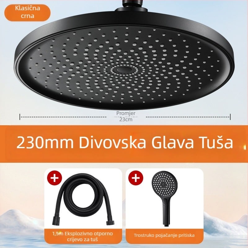 Tuš glava visokog pritiska s jednim panelom, ultra velikim otvorima i snažnim protokom vode
