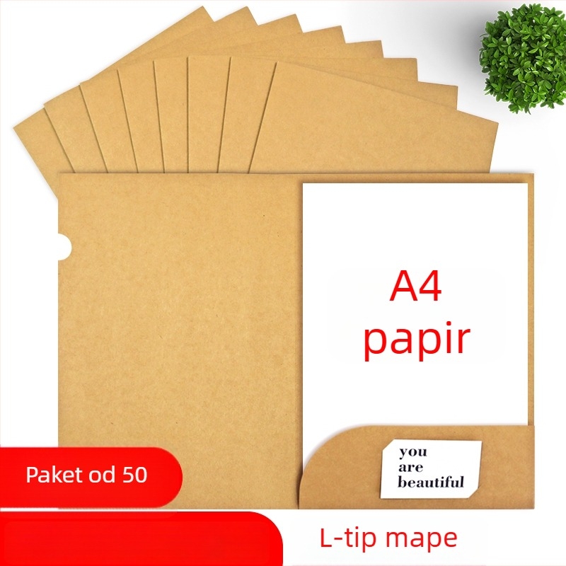 Set od 50 L-oblika fascikala za A4, 337 g bezkiseli kraft papir, debeli dizajn za bilješke o govoru