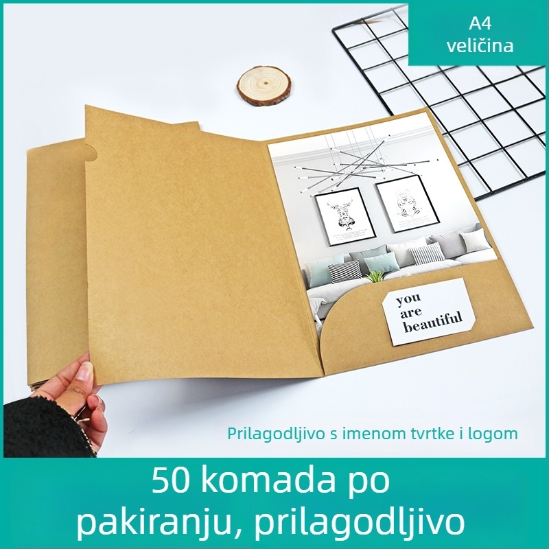 Set od 50 L-oblika fascikala za A4, 337 g bezkiseli kraft papir, debeli dizajn za bilješke o govoru