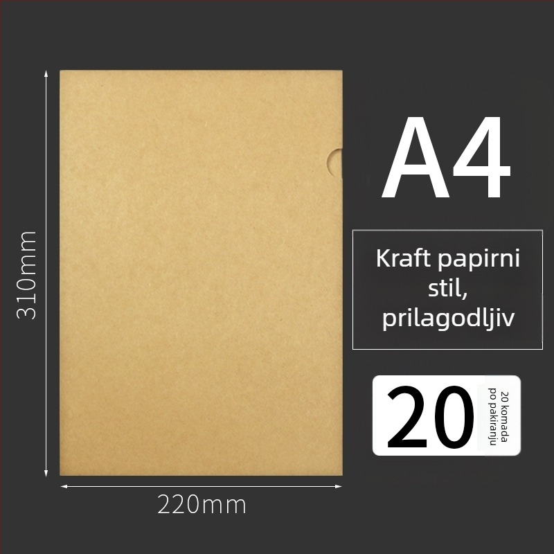 Set od 50 L-oblika fascikala za A4, 337 g bezkiseli kraft papir, debeli dizajn za bilješke o govoru