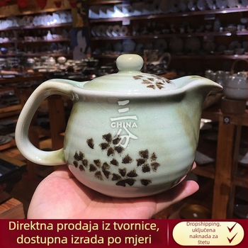 Keramički čajnik u japanskom stilu s inovativnom ručkom, pogodan za restorane i kućnu upotrebu, čajnik s otvorima za filtriranje
