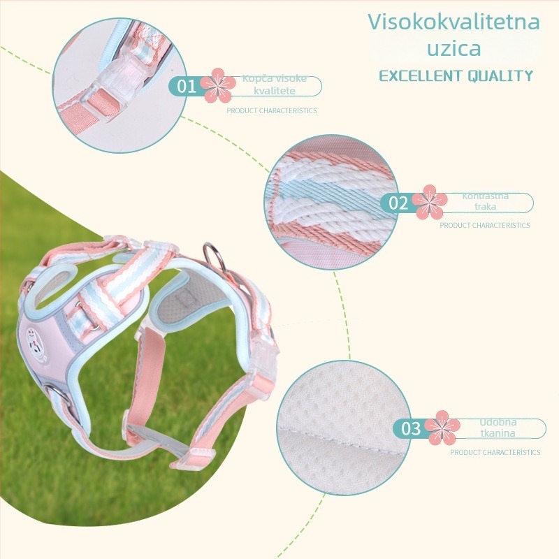 Ljetni prozračni mrežasti harnes s vodilicom za pse, protiv bijega, reflektirajući, za srednje pse i haskije