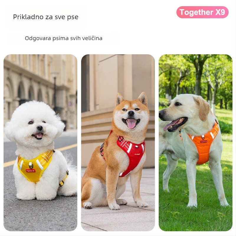 Prsni pojas za pse u stilu jakne sa reflektirajućom trakom, anti-šok zaštita, za labradore srednje i velike veličine