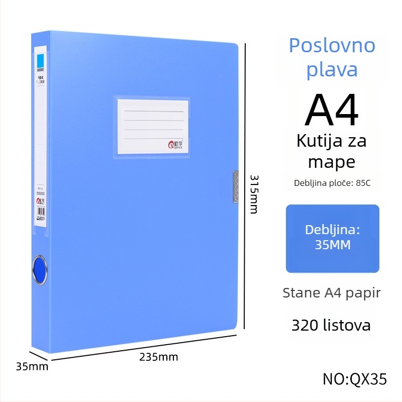A4 kutija za dokumente, konstrukcija od jednog komada, otporna na padove, pohrana dokumenata u uredu