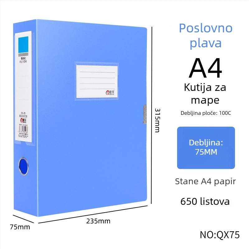A4 kutija za dokumente, konstrukcija od jednog komada, otporna na padove, pohrana dokumenata u uredu