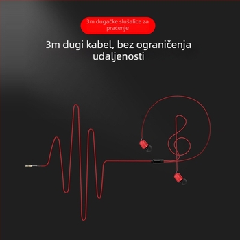 3 m žičane in-ear monitor slušalice s mikrofonom za mobitel i PC, pogodne za streaming i karaoke