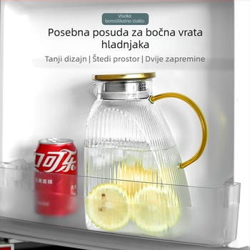 Stakleni čajnik s valovitom teksturom, za hladnu vodu i napitke, otporno na visoke temperature, staklo od borosilikatnog stakla, velika kapaciteta