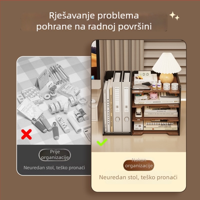 Kutija za dokumente za stol s pretincima, A4, moderan minimalistički organizator stola