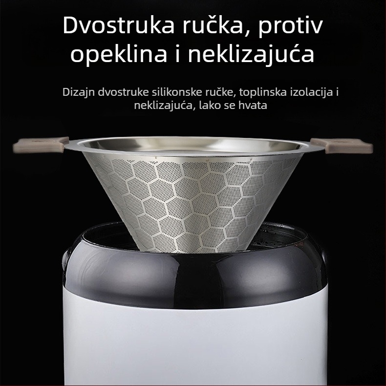 Filter za čaj od 304 nehrđajućeg čelika s dvostrukim držačem, fino sito za čaj i kavu