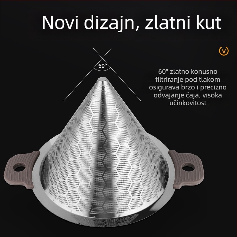 Filter za čaj od 304 nehrđajućeg čelika s dvostrukim držačem, fino sito za čaj i kavu