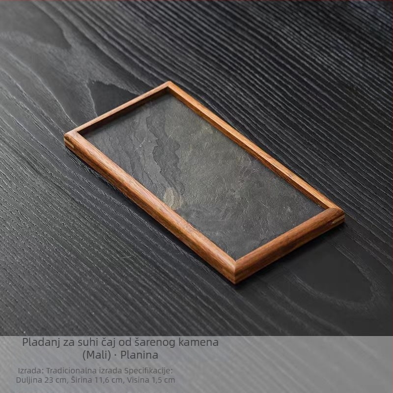 Prirodni kamenasti pladanj za čaj s kamenskim panelom, za izlaganje i pohranu u stilu Wabi-Sabi