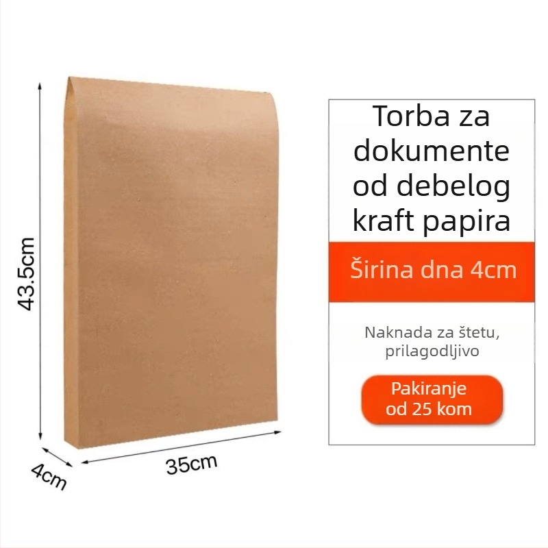 Torba za dokumente od kraft papira, ojačana klinovima, velikog kapaciteta