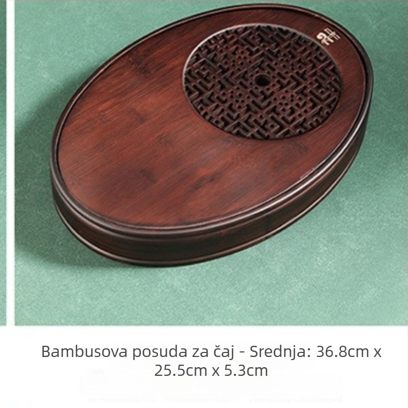 Bambusni Kung Fu pladanj za čaj s spremnikom vode, ovalni mali čajni stol, pladanj za suho kuhanje čaja