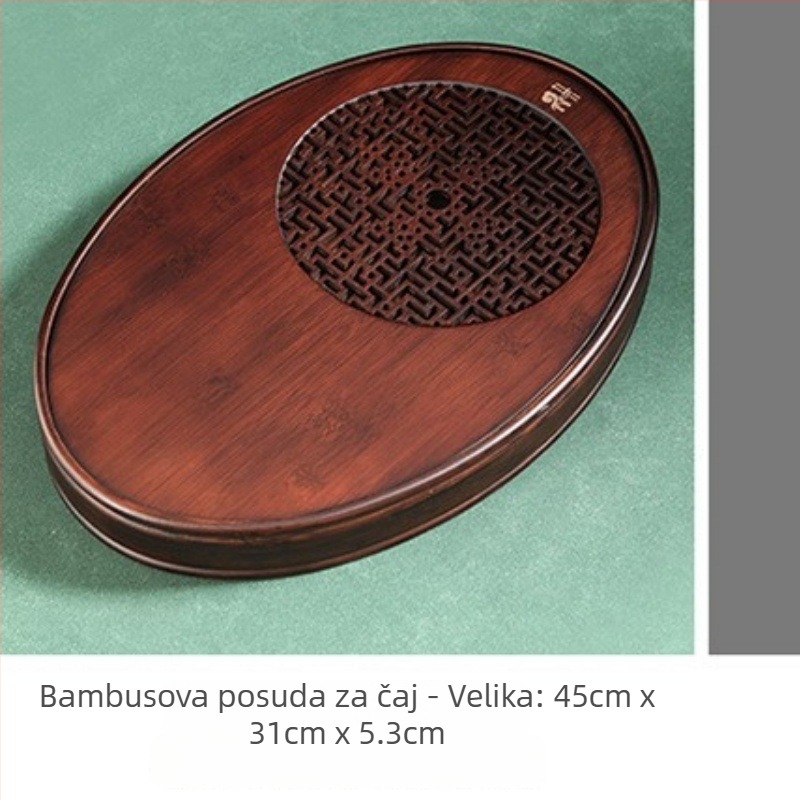 Bambusni Kung Fu pladanj za čaj s spremnikom vode, ovalni mali čajni stol, pladanj za suho kuhanje čaja