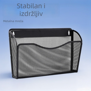 Kovano željezno mrežasto organizator za dokumente, stolna knjižnica s kutijom za časopise i visećom košarom, bez bušenja