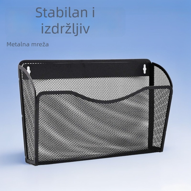 Kovano željezno mrežasto organizator za dokumente, stolna knjižnica s kutijom za časopise i visećom košarom, bez bušenja