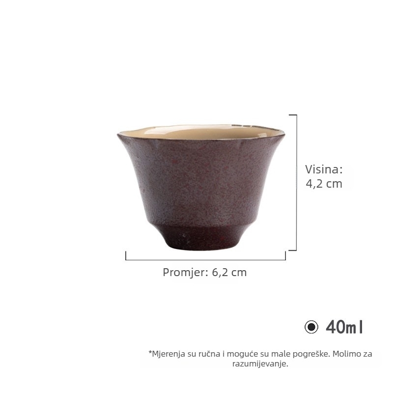 Yinchuantang japanskog stila šalice za čaj od grubog keramike sa cvjetnim rubom, Kung Fu set za čaj, stil wabi-sabi, čaša za degustaciju čaja, jedna šalica, lagani luksuz