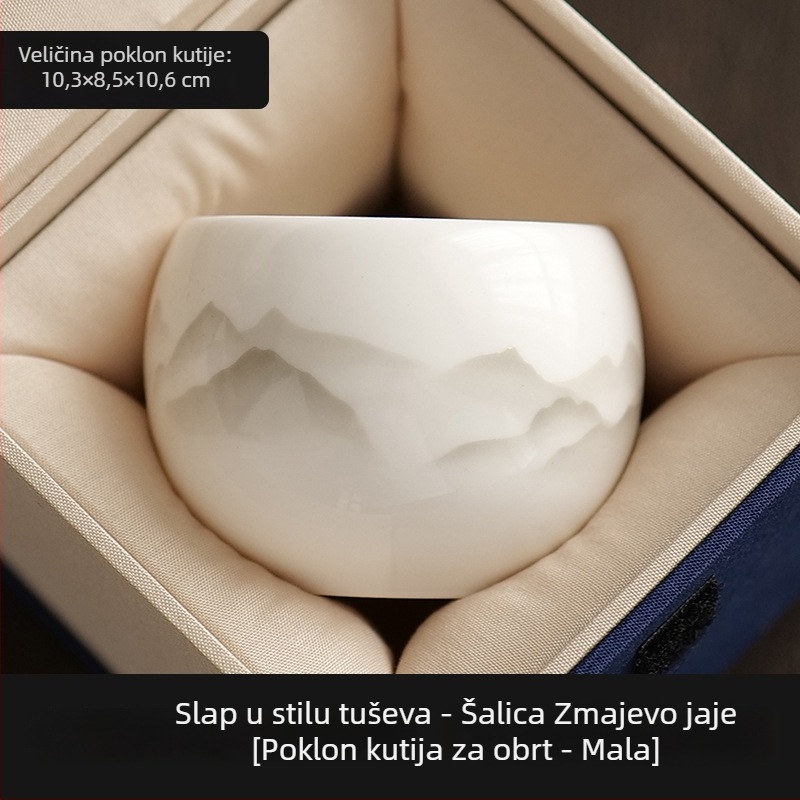 Velika Blanc-de-Chine porcelanska šalica za čaj, bijela keramička šalica za čaj, minimalistički stil