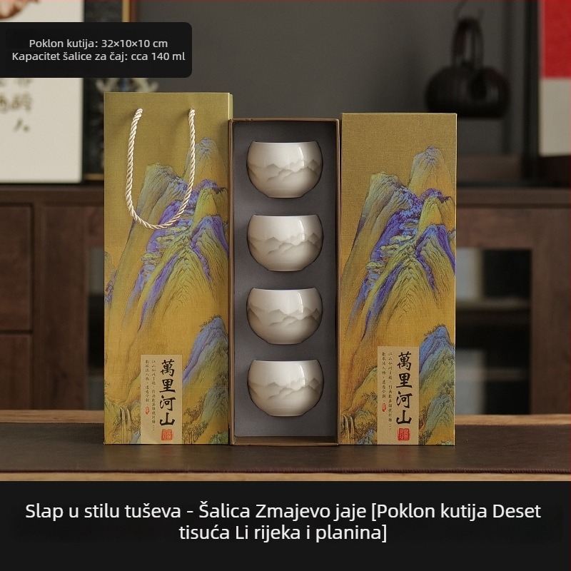 Velika Blanc-de-Chine porcelanska šalica za čaj, bijela keramička šalica za čaj, minimalistički stil