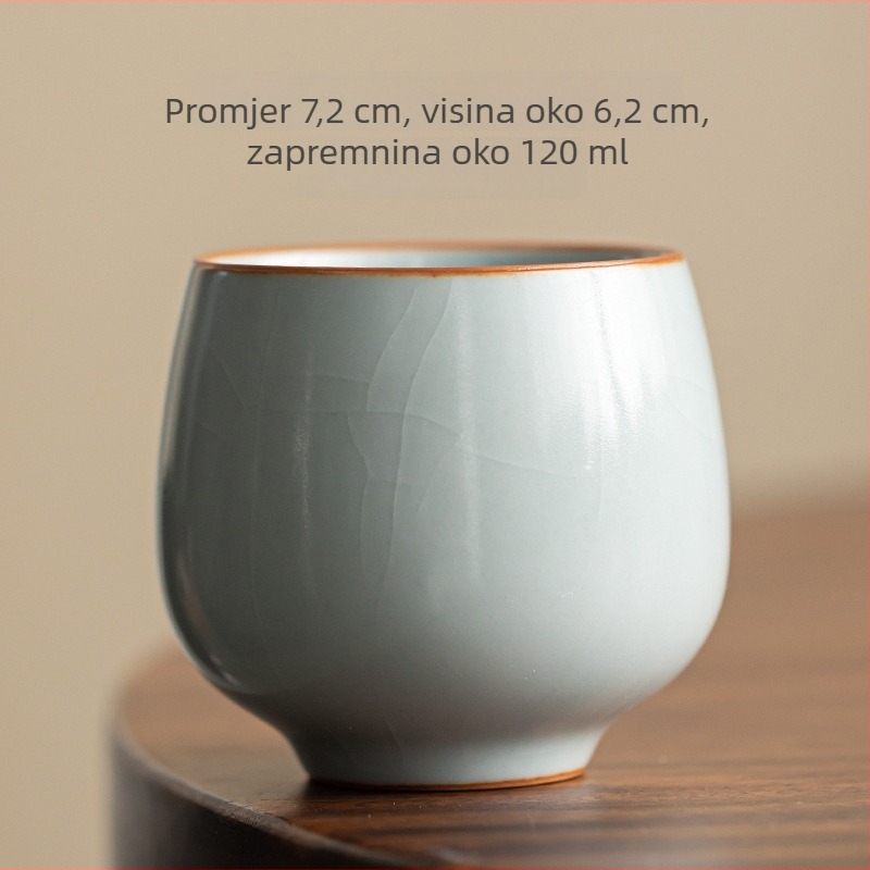 Šalica za čaj od Ru porculana s glazurom s praskotinama i motivom bakrenog novčića, pojedinačna šalica za Gong Fu čajni set