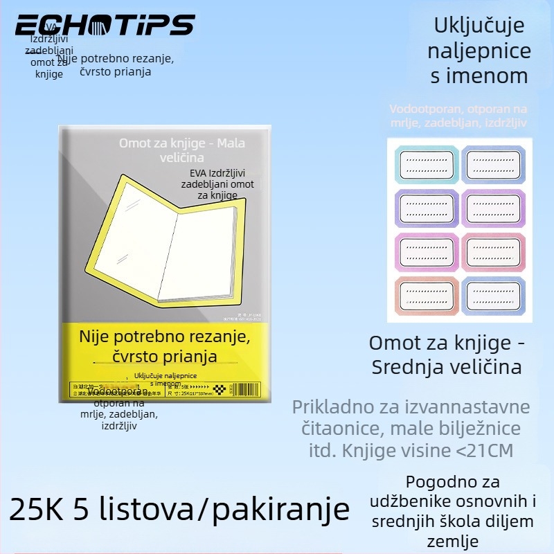 Ika proziran matni samoljepljivi zaštitni omot za knjige za B5 i A4, vodootporan i otporan na prljavštinu, zaštitni omot za učenike osnovne i srednje škole