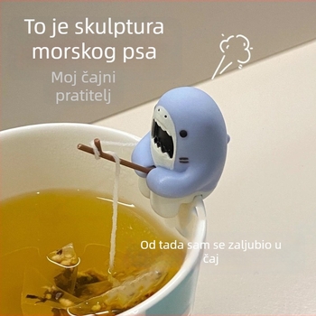 Čajni infuzor u obliku morskog psa s držačem za vrećice čaja i mogućnošću vješanja na rub