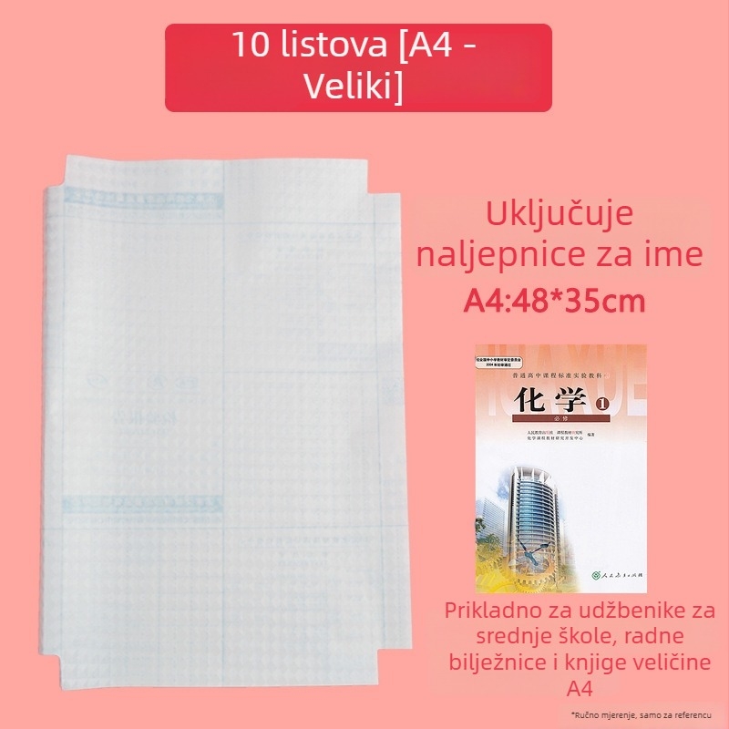 Auspicious Bird 16K/25K Prozirni samoljepljivi omot za školske udžbenike osnovne škole, vodootporan zaštitni film, PP materijal