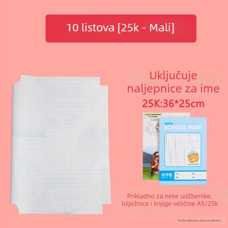 Auspicious Bird 16K/25K Prozirni samoljepljivi omot za školske udžbenike osnovne škole, vodootporan zaštitni film, PP materijal