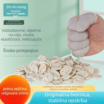 Jednokratne bijeli lateks prsteni navlaka za zaštitu od prašine i antistatike, namijenjeni industrijskoj ljepoti, manikuri i elektroničkom tetoviranju.