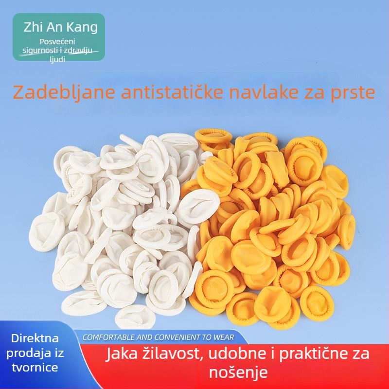 Jednokratne bijeli lateks prsteni navlaka za zaštitu od prašine i antistatike, namijenjeni industrijskoj ljepoti, manikuri i elektroničkom tetoviranju.