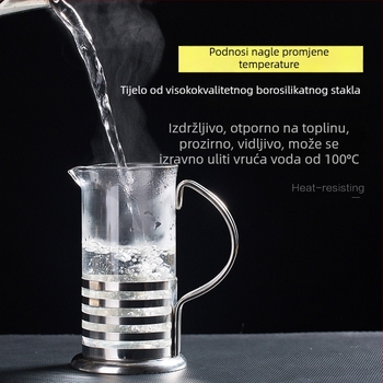 350 ml Francuska presa za kavu, staklena posuda, kućna upotreba, filtr za mlijeko, čajnik za pripremu čaja