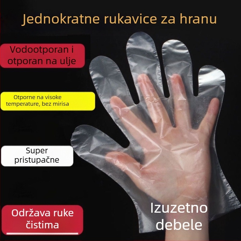 Jednokratne prozirne rukavice s povećanom debljinom za frizerske usluge, catering i kućnu upotrebu – TPE